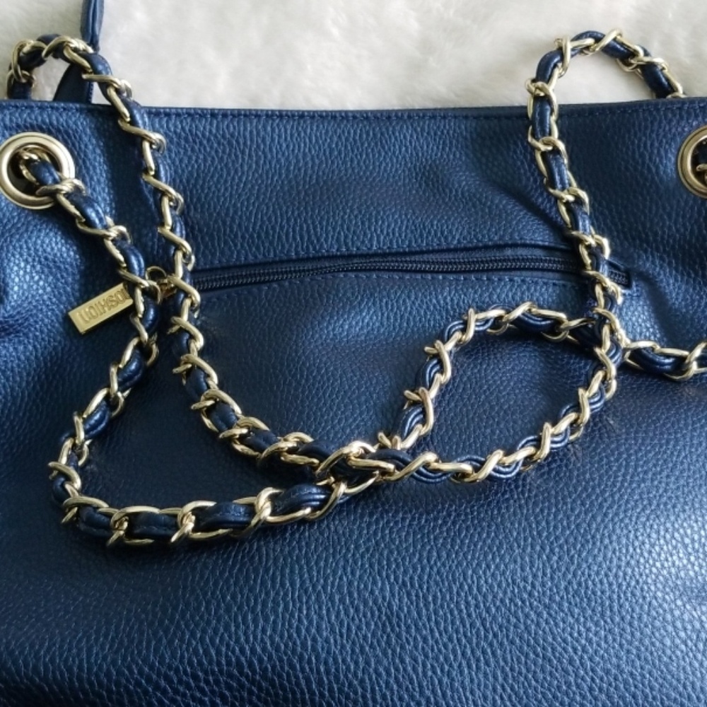 Royal blue and Gold Jeweled Imooshion Shoulder Bag - Picture 5 of 6